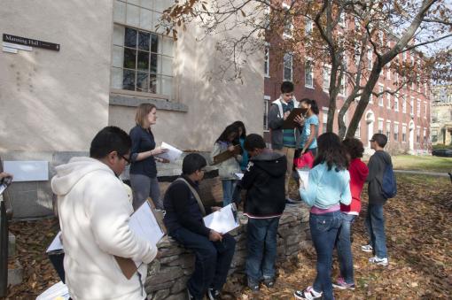 Think like an archaeologist - Clipboards at the ready, sixth-graders prepare to learn about archaeology by making some discoveries of their own.