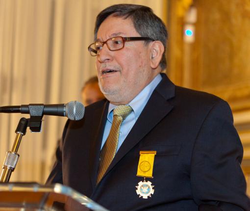 Affection and hope for Mexico - Julio Ortega, professor of Hispanic studies, addresses guests at the presentation ceremony for the Order of the Aztec Eagle on Monday, Dec. 12, 2011, at the Mexican Cultural Institute in Washington.