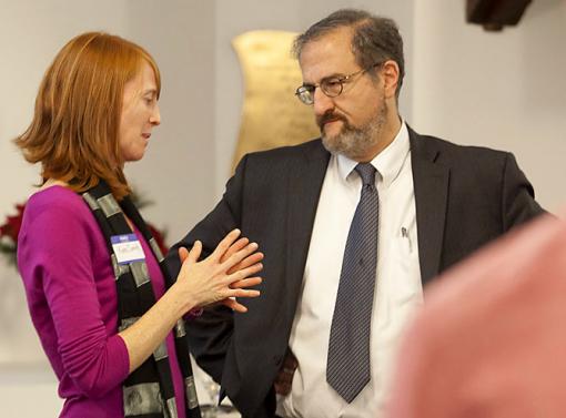 No ordinary class - Katherine Smith, speaking with Provost Mark Schlissel, wanted to offer a class that would be a studio for learning by doing. The result: Her students produced a new high school curriculum on climate change and health.