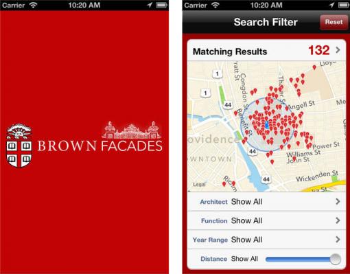 A walking companion - FACADES provides a locator map, a searchable database of University buildings, notes on history and architecture, even a voice to read entries aloud so a group can hear.