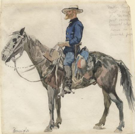 - Frederick Remington, U.S. cavalry trooper in campaign dress, ca. 1890, watercolor (Anne S. K. Brown Military Collection)