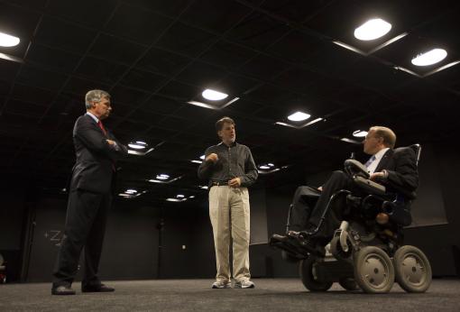 Virtually dramatic - William Warren discusses research involving virtual reality. Whitehouse and Langevin each spent time with virtual reality helmets.