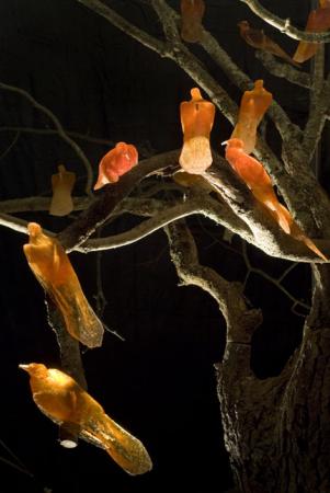 Rachel Berwick, Zugunruhe, 2009 (detail) - The word Zugunruhe, the title of Berwick's installation at the Bell Gallery, refers to the phenomenon of nighttime restlessness and agitation displayed by birds at the onset of migration.