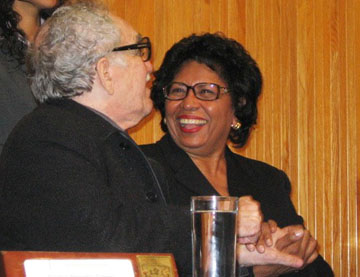Laughing like old friends: Former President Ruth Simmons met García Márquez in 2007, when she delivered an address at the University of Guadalajara.