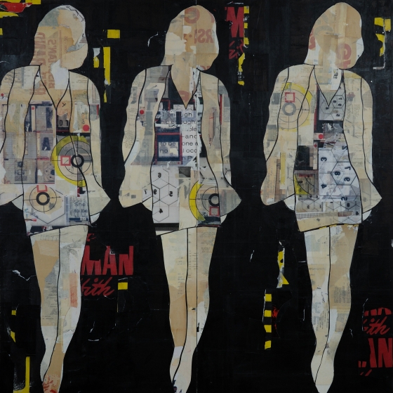 No more, no less: Jane Maxwell, 3 Walking Girls Black&nbsp;&nbsp;(2012)Mixed media with resin on panel, 48 x 48 inches