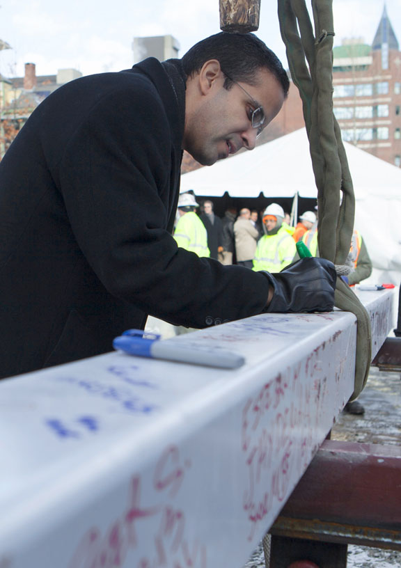 Mayoral approval: Providence Mayor Angel Taveras noted the effort to train apprentices for skills in the building trades.