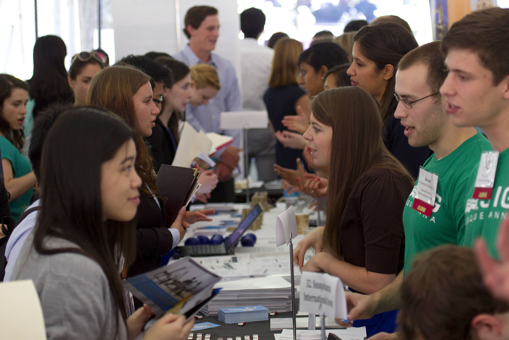 On familiar turf: A majority of the company reps on hand for the fair were recent Brown graduates.