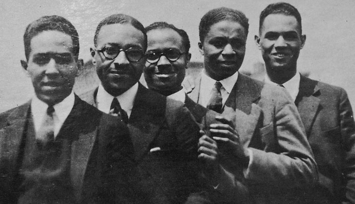 Renaissance men: From left: Langston Hughes, Charles S. Johnson, E. Franklin Frazier, Rudolph Fisher, Hubert Delany; 1924.Credit: Brown University Archives