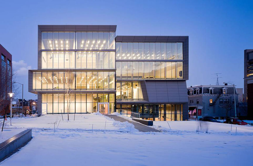 A collaborative arts environment: Three floors of the new Granoff Center are split in half and vertically offset. Each half-floor connects to two others.&nbsp;&nbsp;&nbsp;Credit: Iwan Baan
