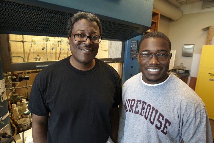 Jason Sello, left, with mentee Anthony Scruse: “Getting a Ph.D. is tough and the road can be especially tough for students of color. Leadership Alliance ... gives students the opportunities to do research that is going to make them competitive.”