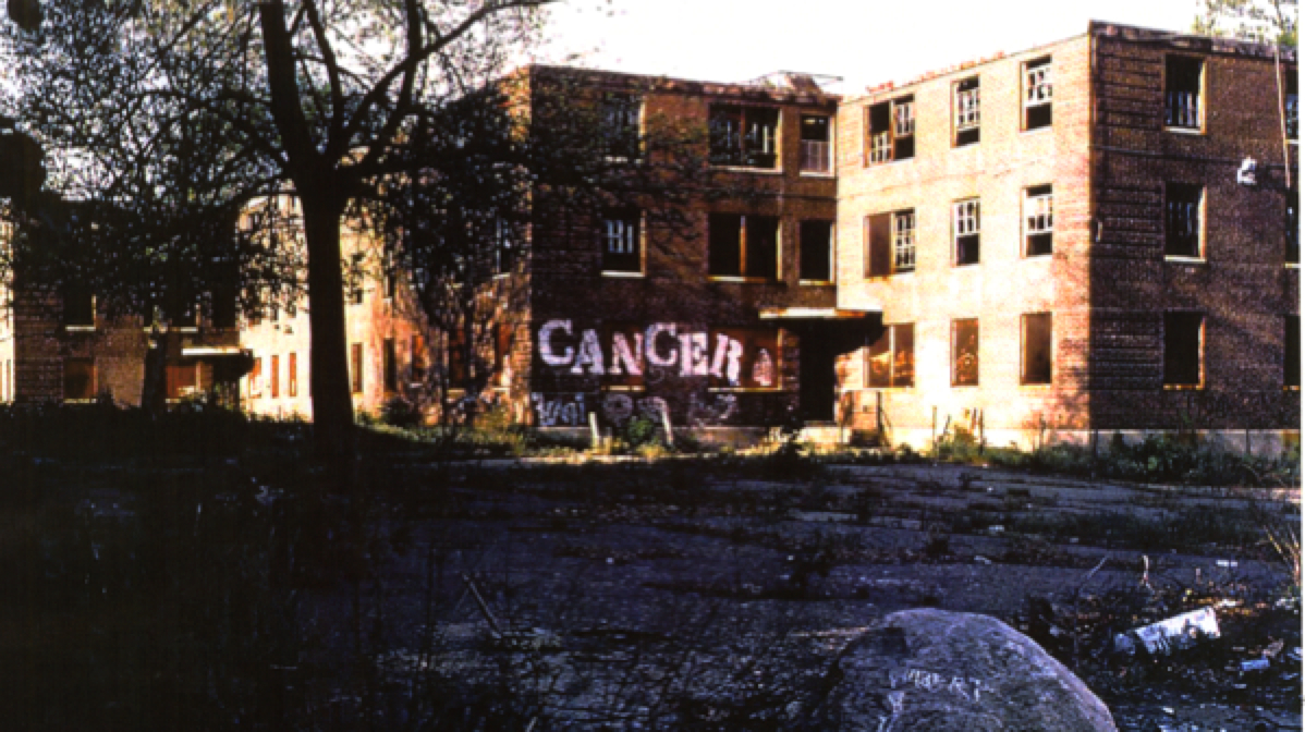 Roger Williams Public Housing Development: All but two of the buildings in the grafittied Roger Williams Public Housing Development were demolished in the 1980s.