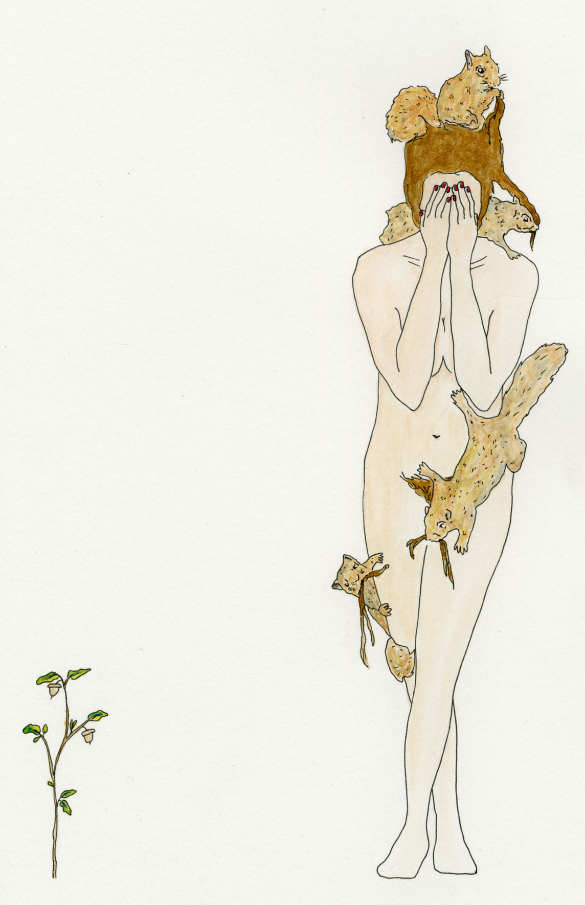 Megan Billman, Miss narrative live (2008): Water color and ink on paper, 10 1/2 by 7 5/8 inches.