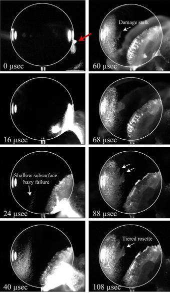 A high-speed camera recorded a laboratory simulation of colliding heavenly bodies. An analysis of shock propagation suggests what may have caused the tilted canyon-like grooves around the equator of the asteroid Vesta.